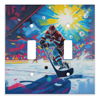 Hockey Player at Goal Light Switch Cover