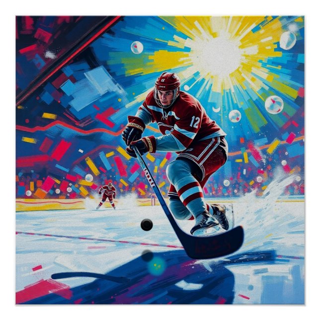 Hockey Player at Goal Poster (Front)