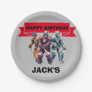Hockey Player Birthday Party theme Paper Plates