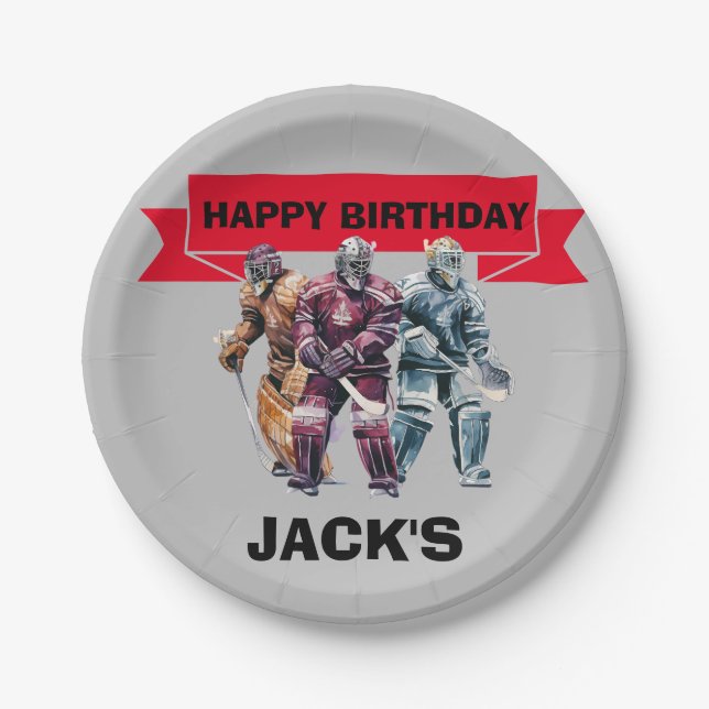 Hockey Player  Birthday Party theme  Paper Plates (Front)