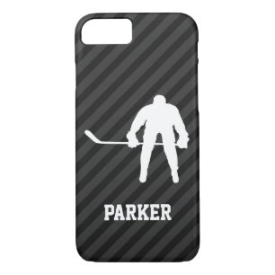 Hockey Player; Black & Dark Gray Stripes iPhone 8/7 Case