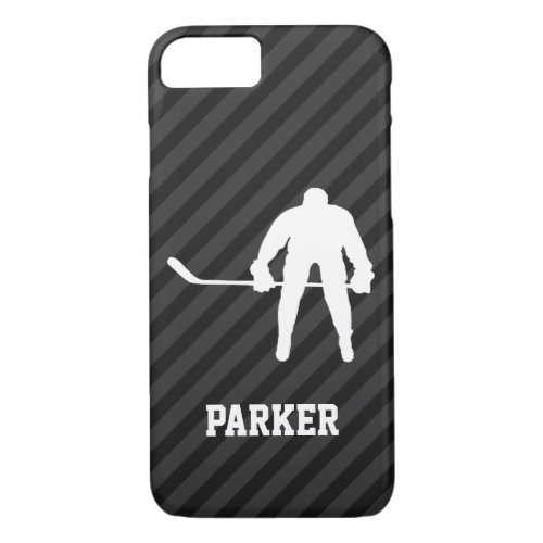 Hockey Player Black  Dark Gray Stripes iPhone 87 Case