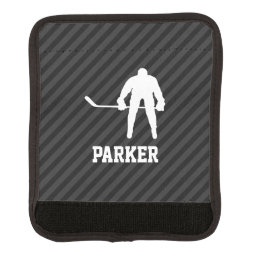 Hockey Player; Black &amp; Dark Gray Stripes Luggage Handle Wrap