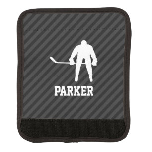Hockey Player; Black & Dark Gray Stripes Luggage Handle Wrap