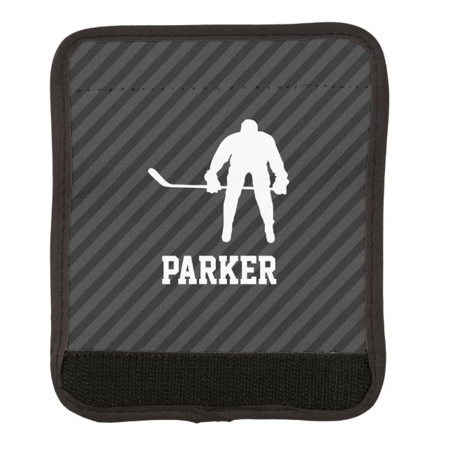 Hockey Player; Black & Dark Gray Stripes Luggage Handle Wrap (Front)