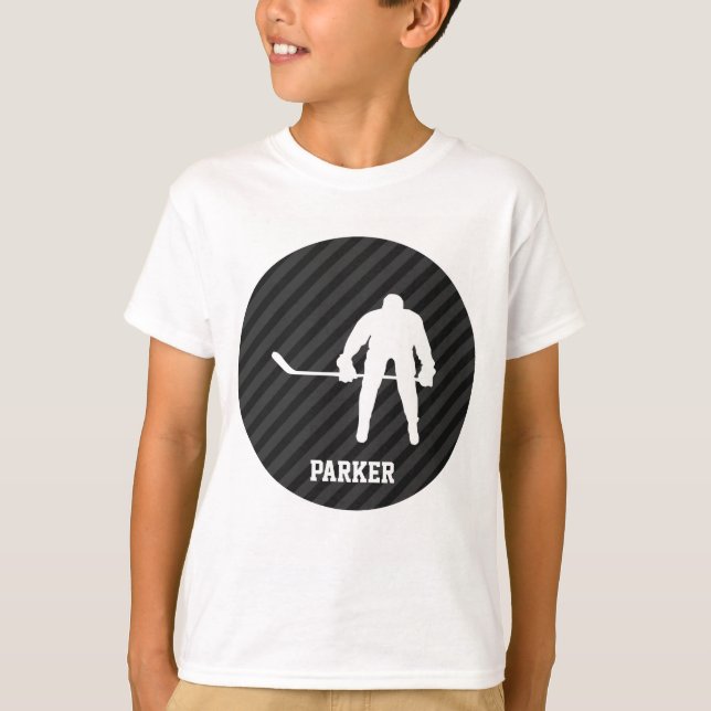 Hockey Player; Black & Dark Gray Stripes T-Shirt (Front)