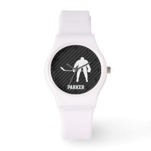 Hockey Player; Black & Dark Gray Stripes Watch
