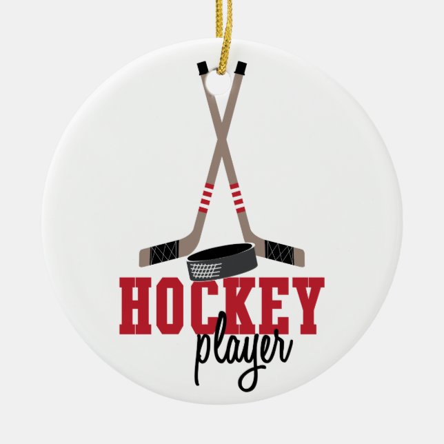 Hockey Player Ceramic Ornament (Front)