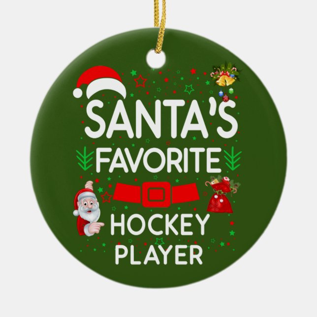 Hockey Player Ceramic Ornament (Front)