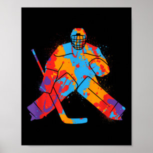 Hockey Player Colorful Goalkeeper Boys Ice Hockey Poster
