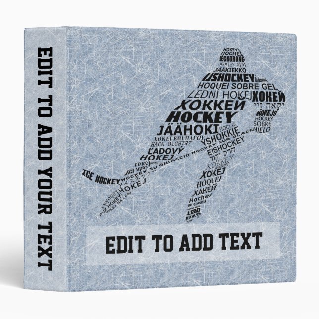 Hockey Player Customizable 3 Ring Binder (Front/Spine)