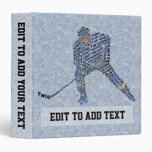 Hockey Player Customizable 3 Ring Binder Binder