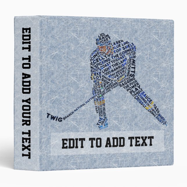 Hockey Player Customizable 3 Ring Binder Binder (Front/Spine)
