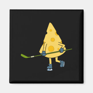 Hockey Player Cute Cheese Hobby Sports Performance Magnet