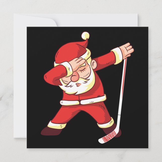 Hockey Player Dabbing Santa Christmas Sport Gift Invitation (Front)