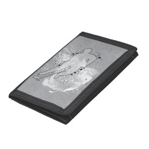 Hockey Player Double Vision gray Trifold Wallet