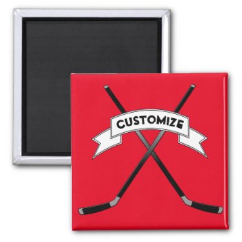 Hockey Player/fan Custom Team Name Or Text Magnet by SoccerMomsDepot at Zazzle