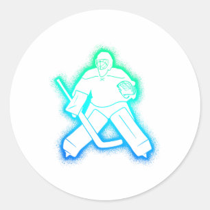 Hockey Player Goalkeeper Men Boys Ice Hockey Goali Classic Round Sticker