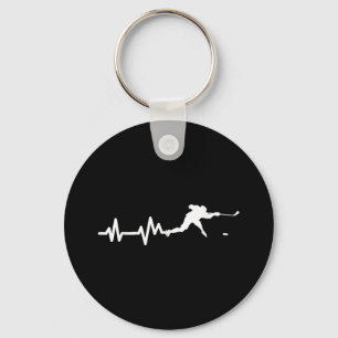 Hockey Player Heartbeat Ice Hockey Keychain
