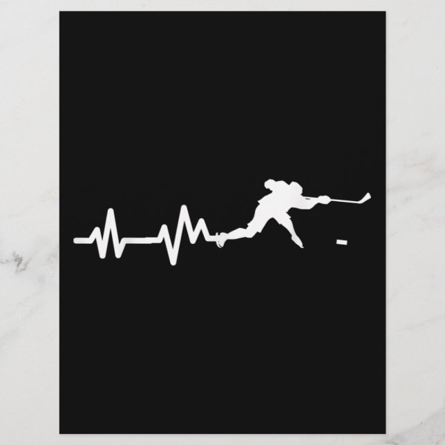 Hockey Player Heartbeat Ice Hockey Letterhead (Front)
