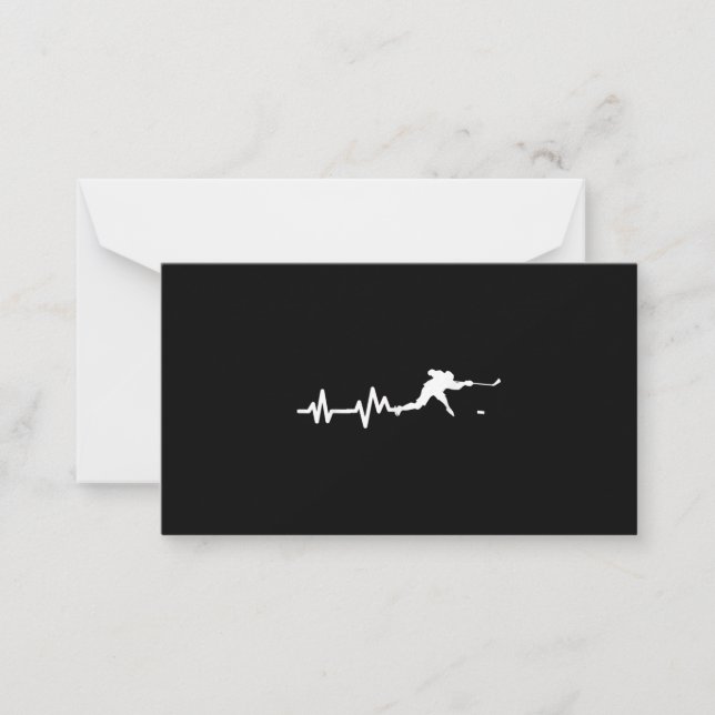 Hockey Player Heartbeat Ice Hockey Note Card (Front)