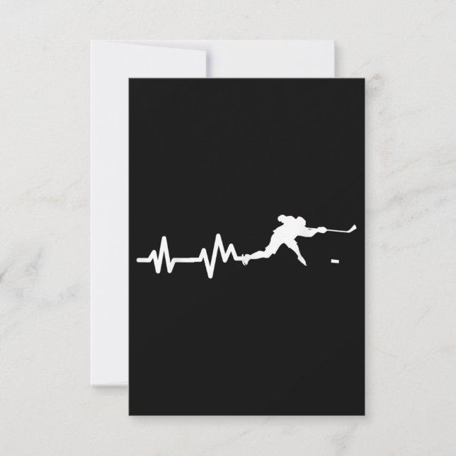 Hockey Player Heartbeat Ice Hockey Note Card (Front)