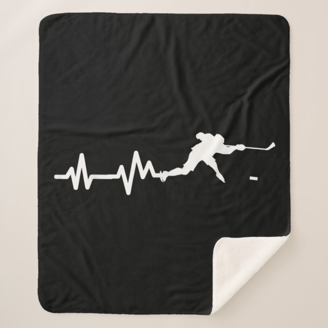 Hockey Player Heartbeat Ice Hockey Sherpa Blanket (Front)