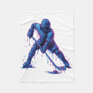 Hockey Player Ice Cream Drip Graphic Youth Men Wom Fleece Blanket