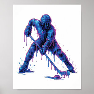 Hockey Player Ice Cream Drip Graphic Youth Men Wom Poster