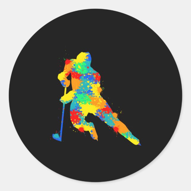 Hockey Player Ice Hockey Youth Classic Round Sticker (Front)
