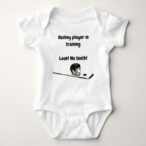 Hockey Player in Training Look No Teeth Baby Bodysuit