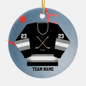 Hockey Player Jersey Ornament by tjssportsmania at Zazzle