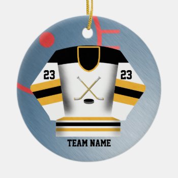 Hockey Player Jersey Ornament by tjssportsmania at Zazzle