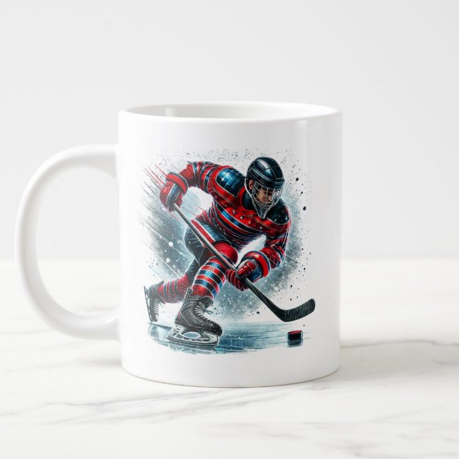 Hockey Player Jumbo  Giant Coffee Mug (Left)
