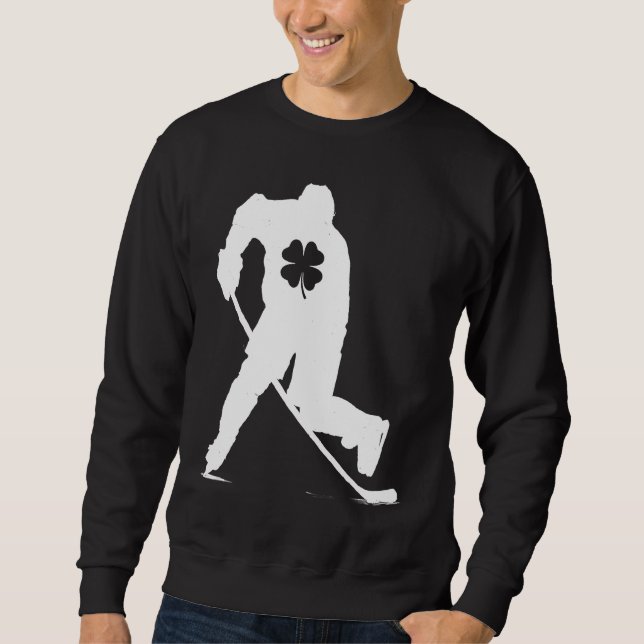 Hockey Player Lucky Shamrock C St Patricks Day Boy Sweatshirt (Front)