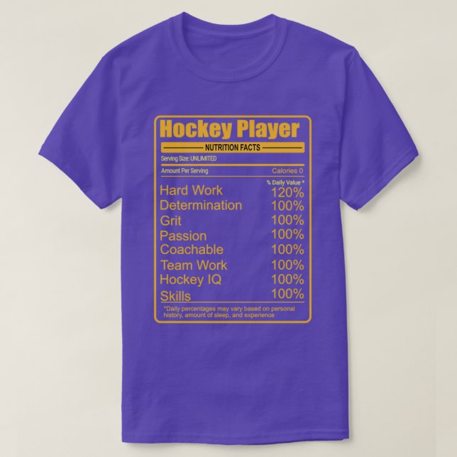 Hockey Player Nutrition Facts T-Shirt (Design Front)