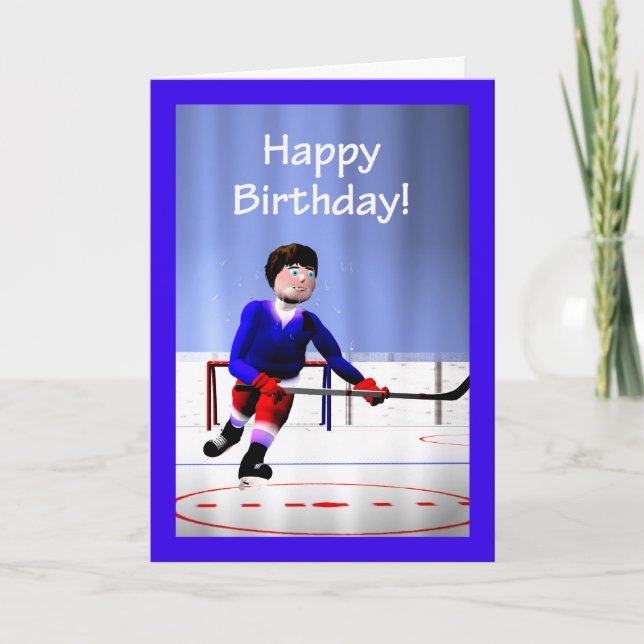 Hockey Player Overtime Birthday Card (Front)