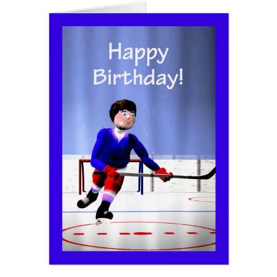 Hockey Player Overtime Birthday Card