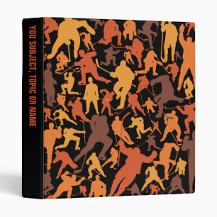 Hockey Player Pattern 3 Ring Binder