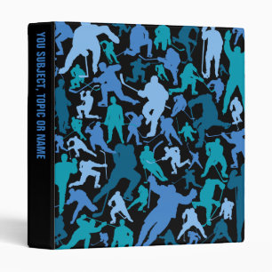 Hockey Player Pattern 3 Ring Binder