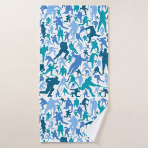 Hockey Player Pattern Bath Towel