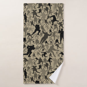 Hockey Player Pattern Bath Towel