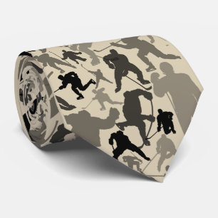 Hockey Player Pattern Neck Tie