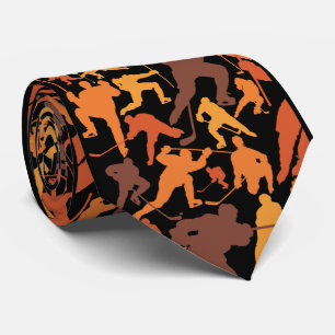 Hockey Player Pattern Neck Tie