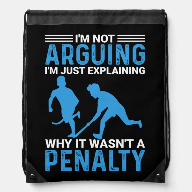 Hockey Player Penalty  Drawstring Bag (Front)
