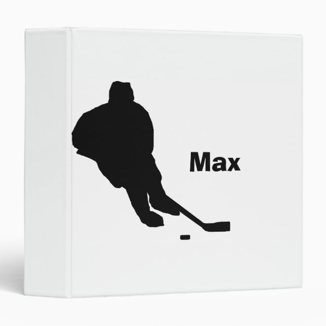 "Hockey Player" Personalized 3-Ring Binder (Front/Spine)