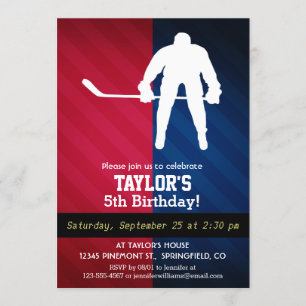 Hockey Player; Red, White, and Blue Invitation