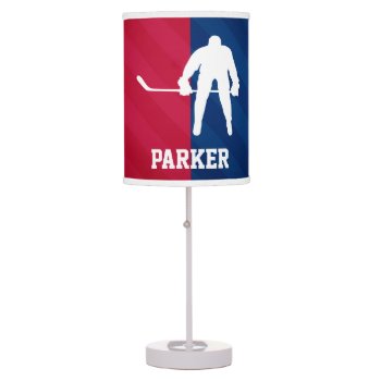 Hockey Player; Red  White  And Blue Table Lamp by Birthday_Party_House at Zazzle