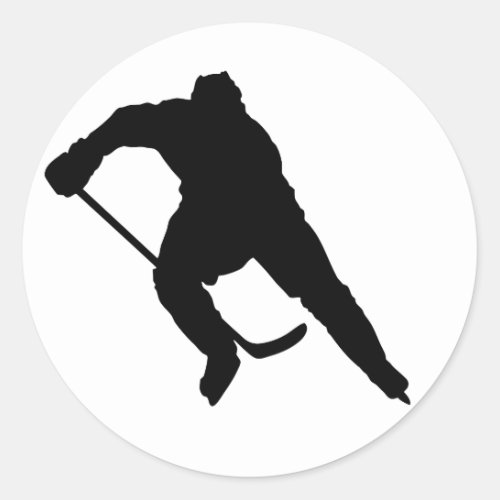 Hockey_Player_Silhouette_1 Classic Round Sticker