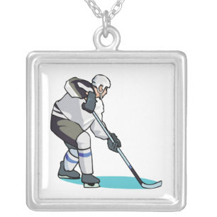 Hockey Player Silver Plated Necklace